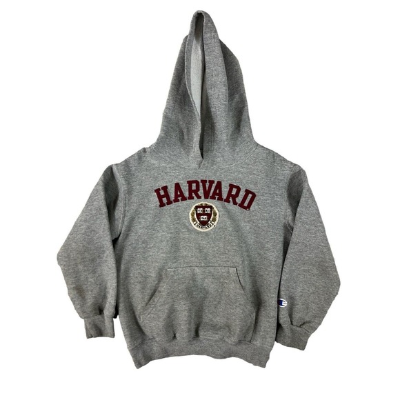 Champion Eco Kids Gray Long Sleeve Hoodie Harvard‎ Pullover Sz 6-7 - Picture 1 of 7